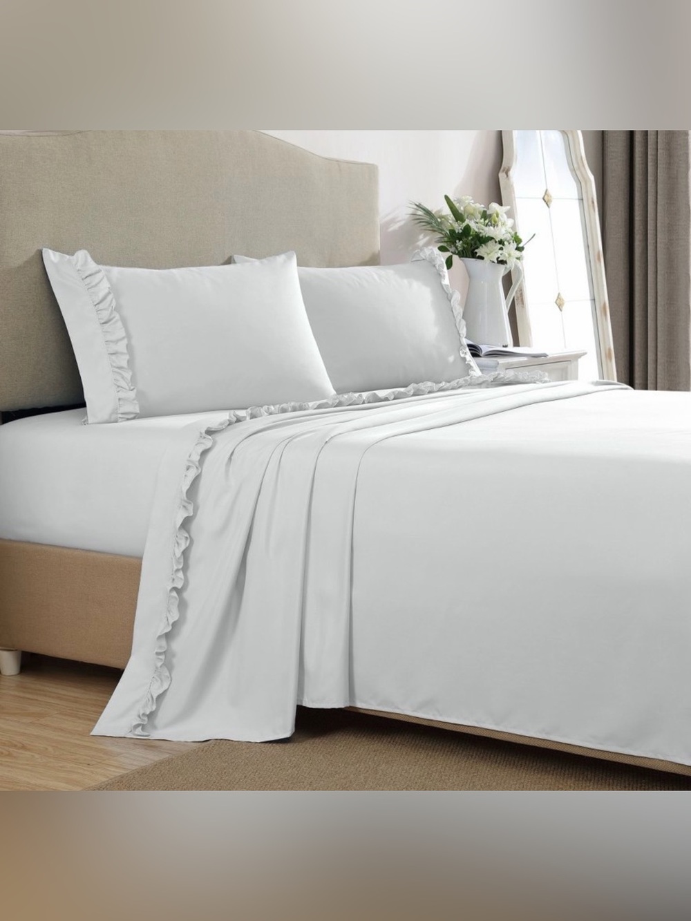 Swift Home Elegant Ruffle Hem 3-pc Twin Sheet Set
